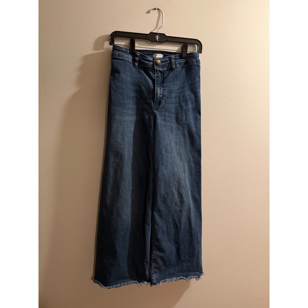 Billabong Womens High Waisted Wide Leg Jeans Medium Wash Raw Hem Size 27